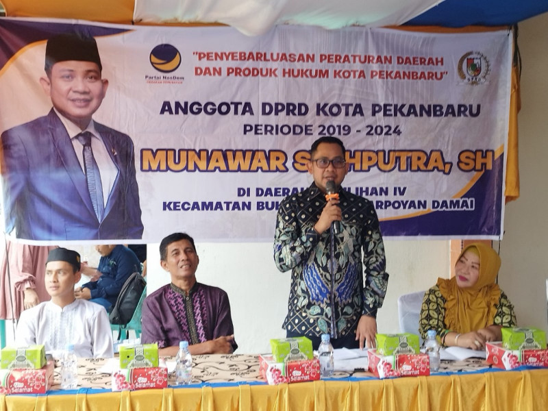 Anggota DPRD Munawar Taja Penyebarluasan Perda Kota Pekanbaru Nomor 4 Tahun 2021
