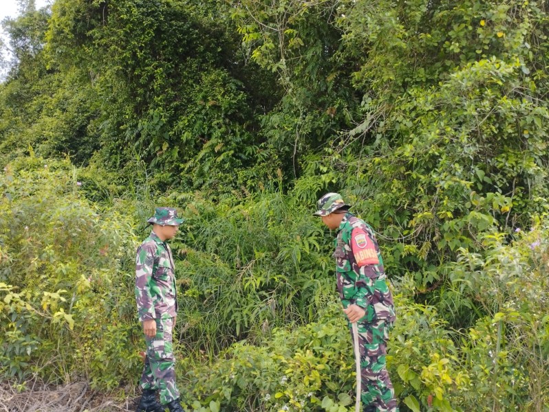 Cegah Karhutla, Babinsa Koramil 06/Merbau Gelar Patroli Rutin di Desa Teluk Ketapang