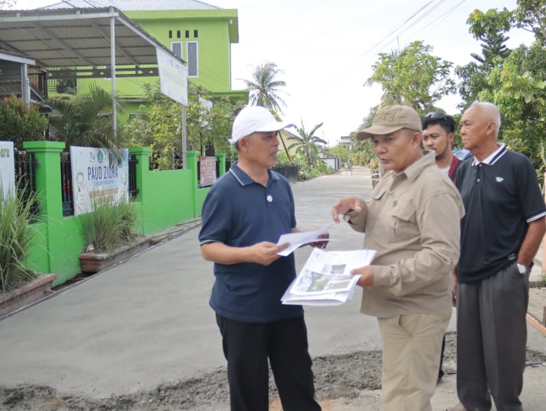 Bupati meninjau proses pemeliharaan jalan lingkungan di wilayah Kecamatan Tembilahan