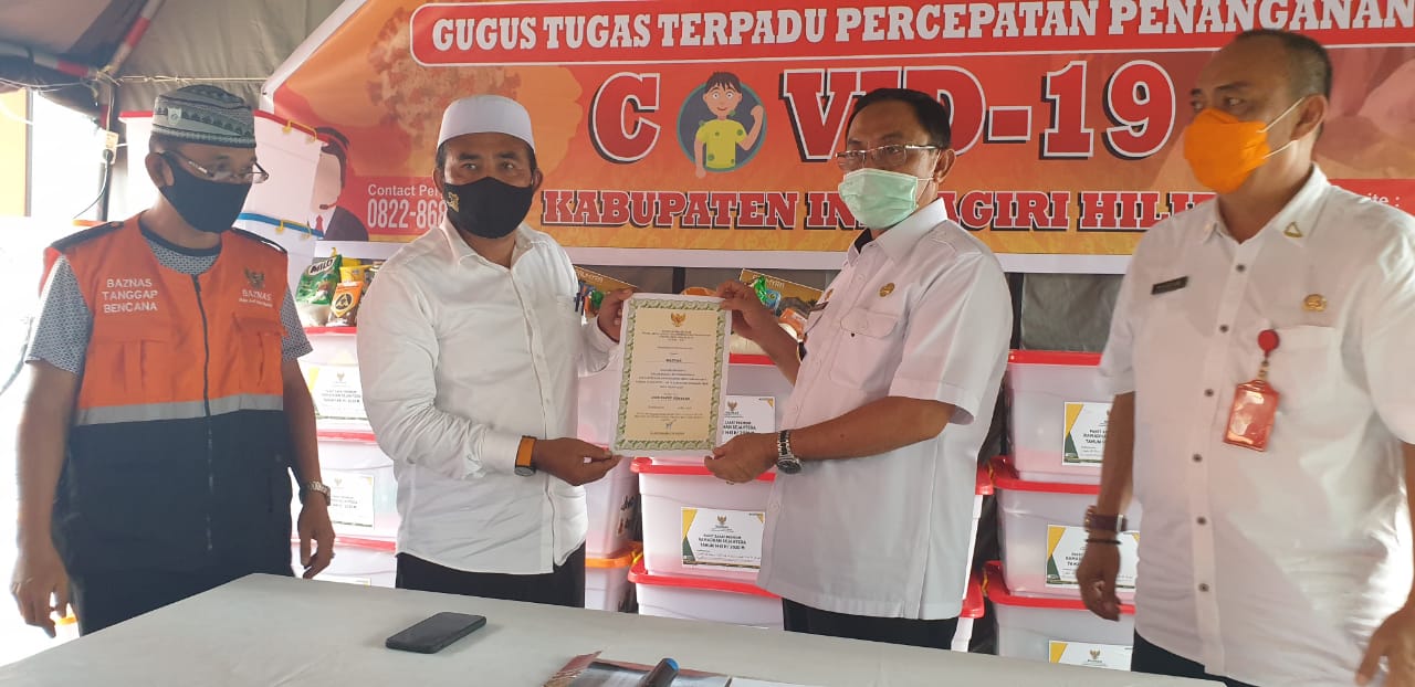 Baznas Inhil Serahkan Ribuan Paket Sembako ke Gugus Tugas Covid-19