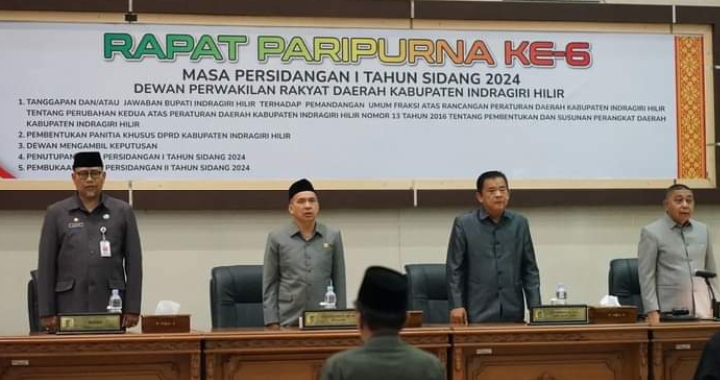 DPRD Inhil Gelar Paripurna Dengan Agenda Tanggapan Bupati Atas Pandangan Umum Fraksi Terhadap Ranperda