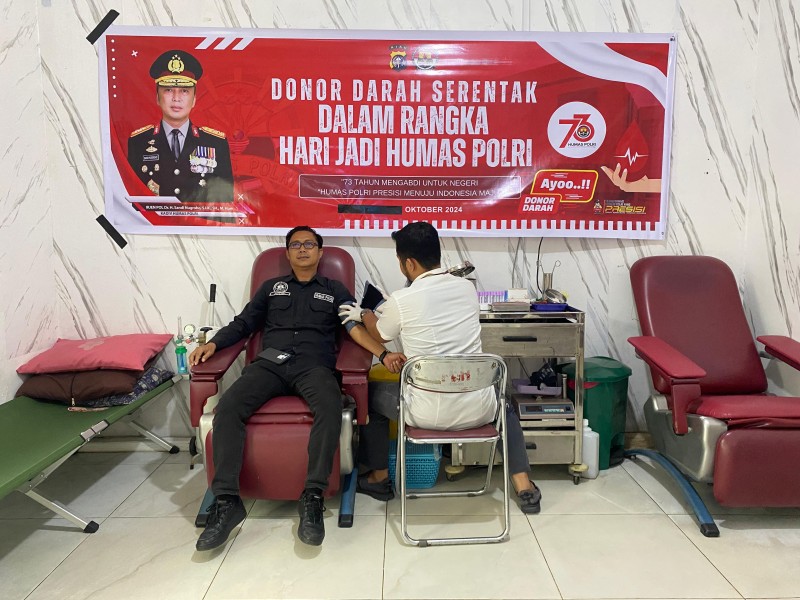 Polres Inhil Meriahkan Hari Jadi Humas Polri ke-73 dengan Donor Darah bersama PMI