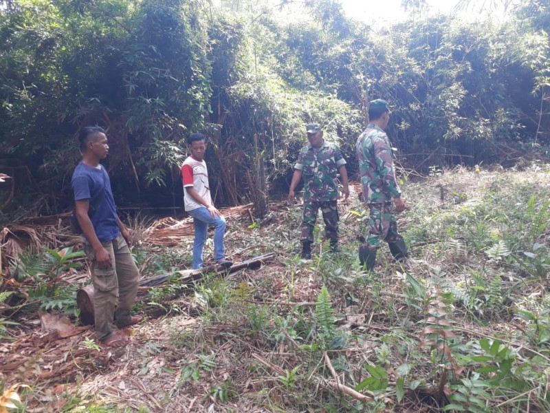 Babinsa Koramil 06/Merbau Intensifkan Patroli Rutin Cegah Karhutla di Desa Mekar Delima