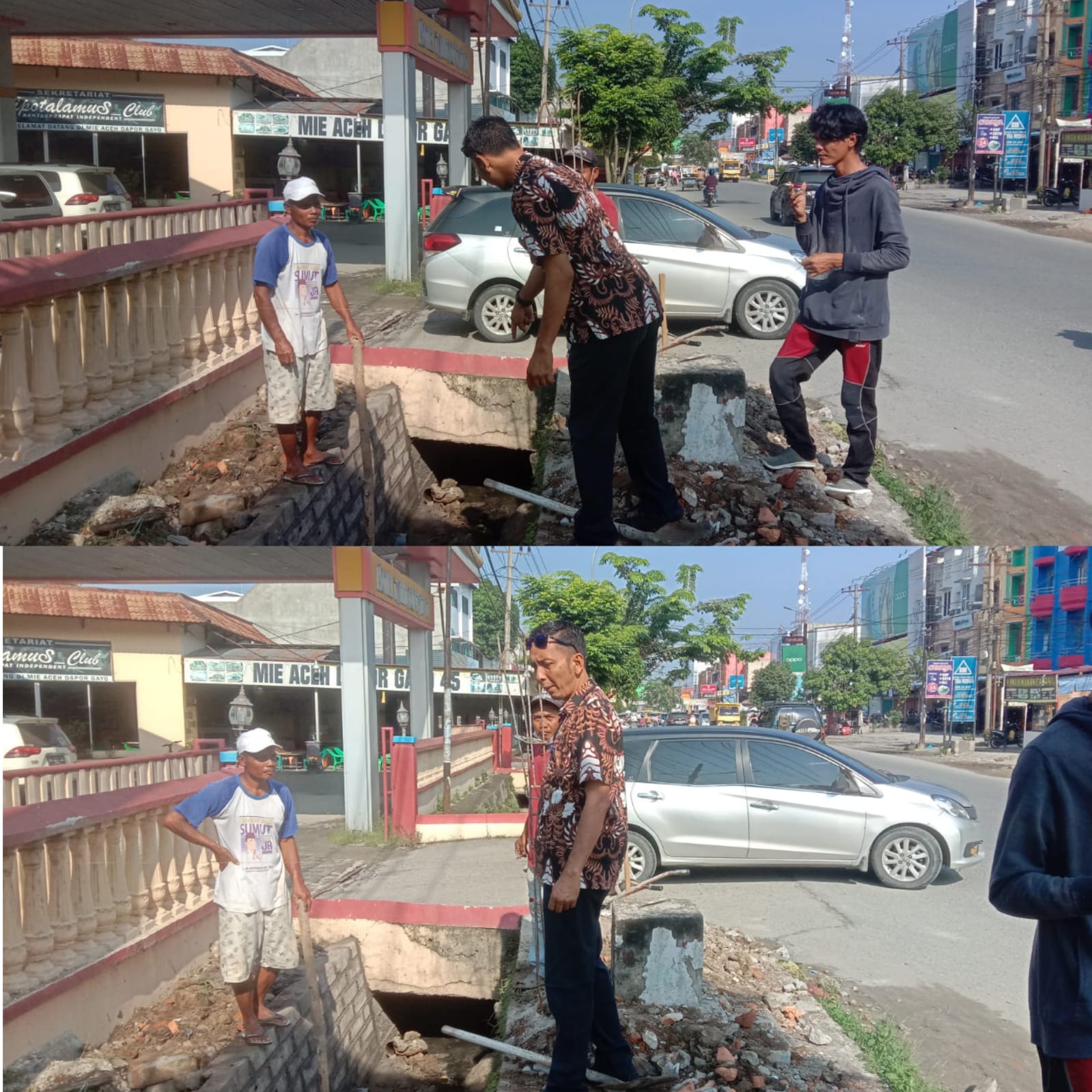 Lurah Bakaran Batu Pantau Langsung Perbaikan Pembangunan Tuguh Tapal Batas di depan Hotel Rantauprapat