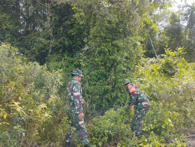 Babinsa Koramil 06/Merbau Lakukan Patroli untuk Cegah Karhutla di Desa Renak Dungun