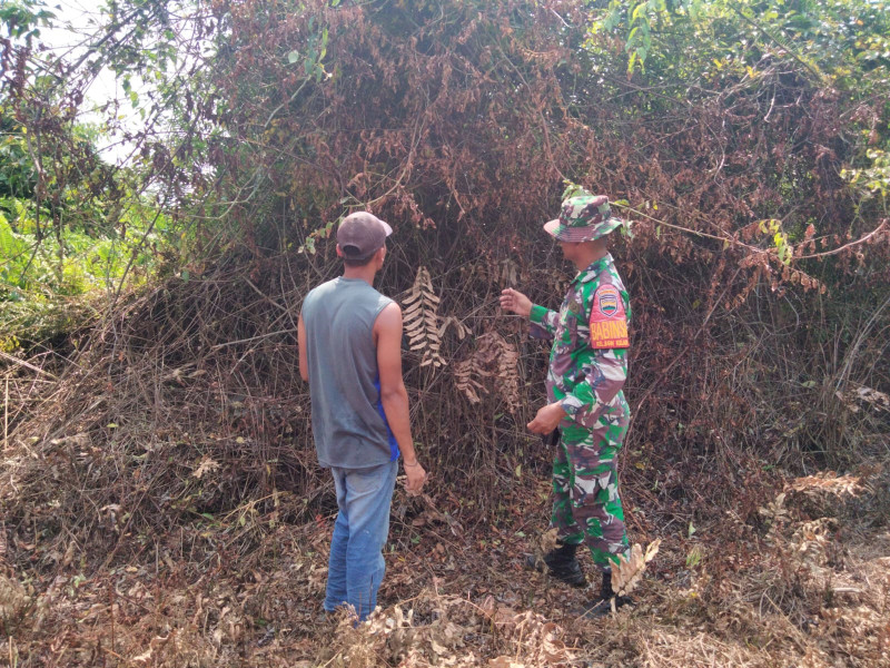 Babinsa Serda Priyo Sudarmo Monitoring Kawasan Rawan Karhutla