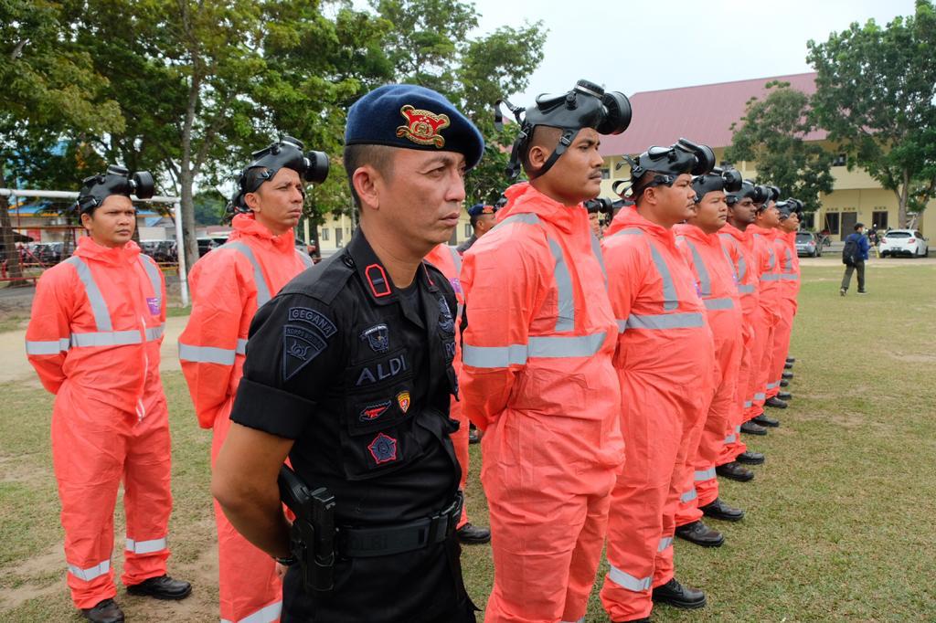 Tanangi Covid-19, Polda Riau Gelar Apel Operasi Kontijensi Aman Nusa II Muara Takus 2020