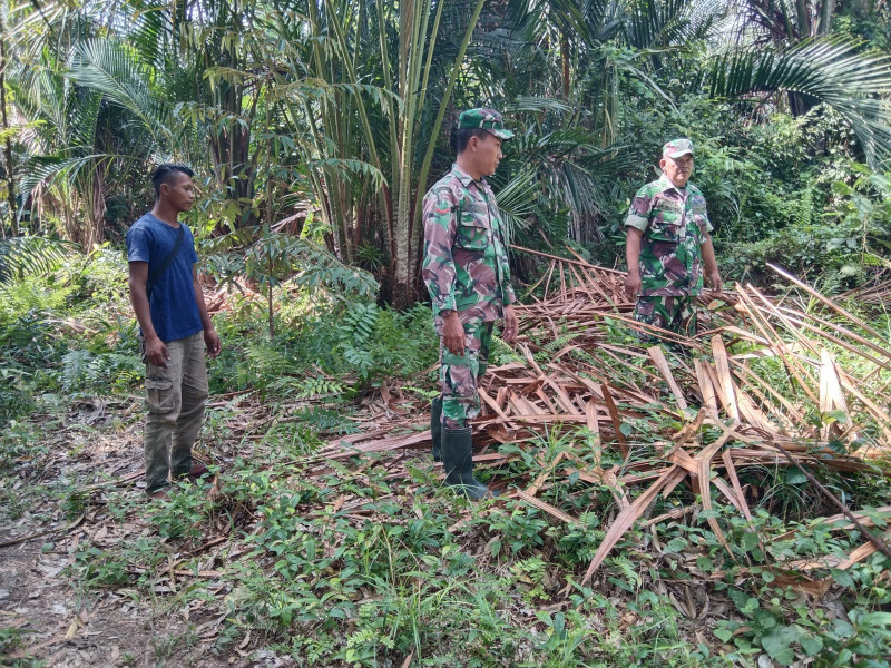 Babinsa Koramil 06/Merbau Cegah Karhutla, Temui Warga Buka Lahan dengan Cara Dibakar