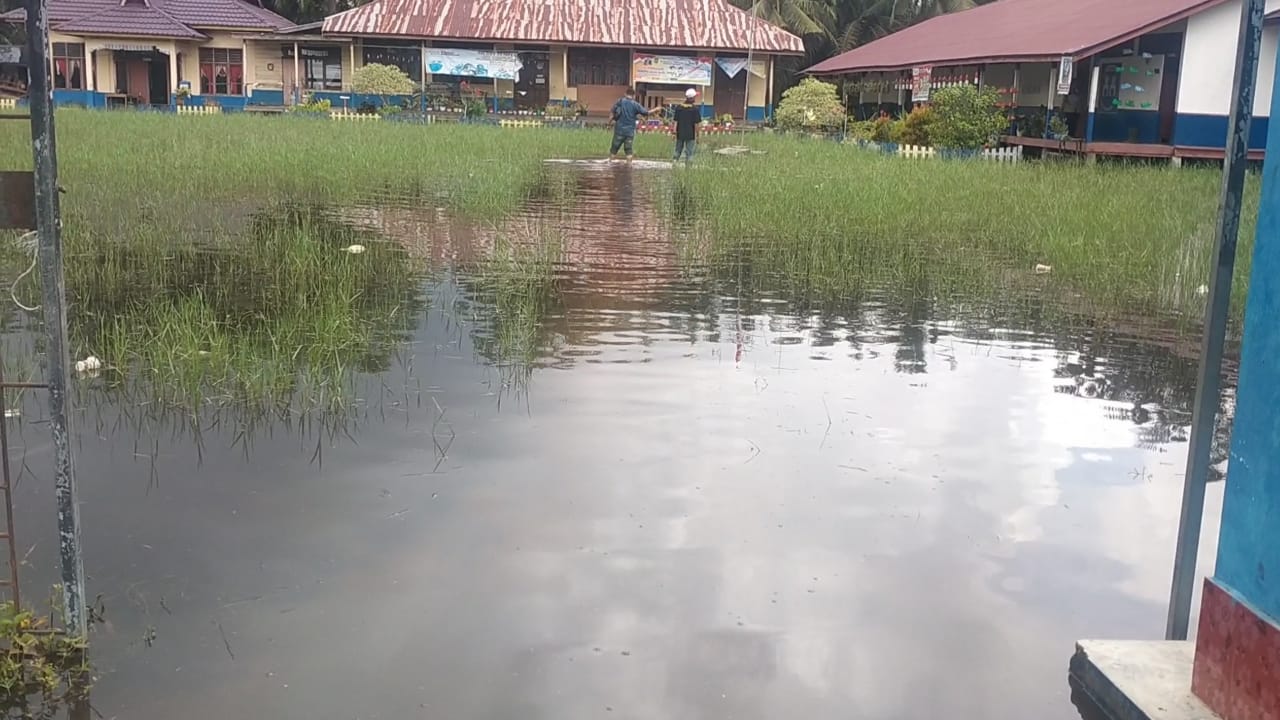 Akibat Banjir Ribuan Buku di Perpustakaan SD Negeri 021 Tempuling Basah dan Rusak