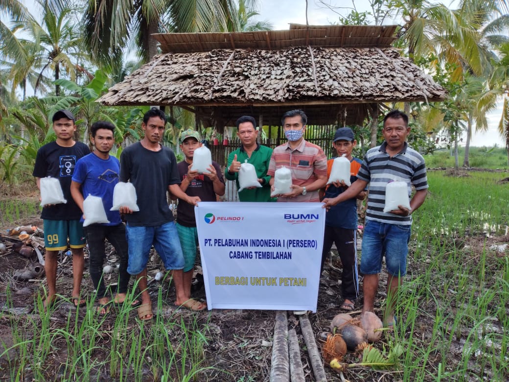 Pelindo Tembilahan Serahkan Bantuan 150 Kg Pupuk untuk Kelompok Tani