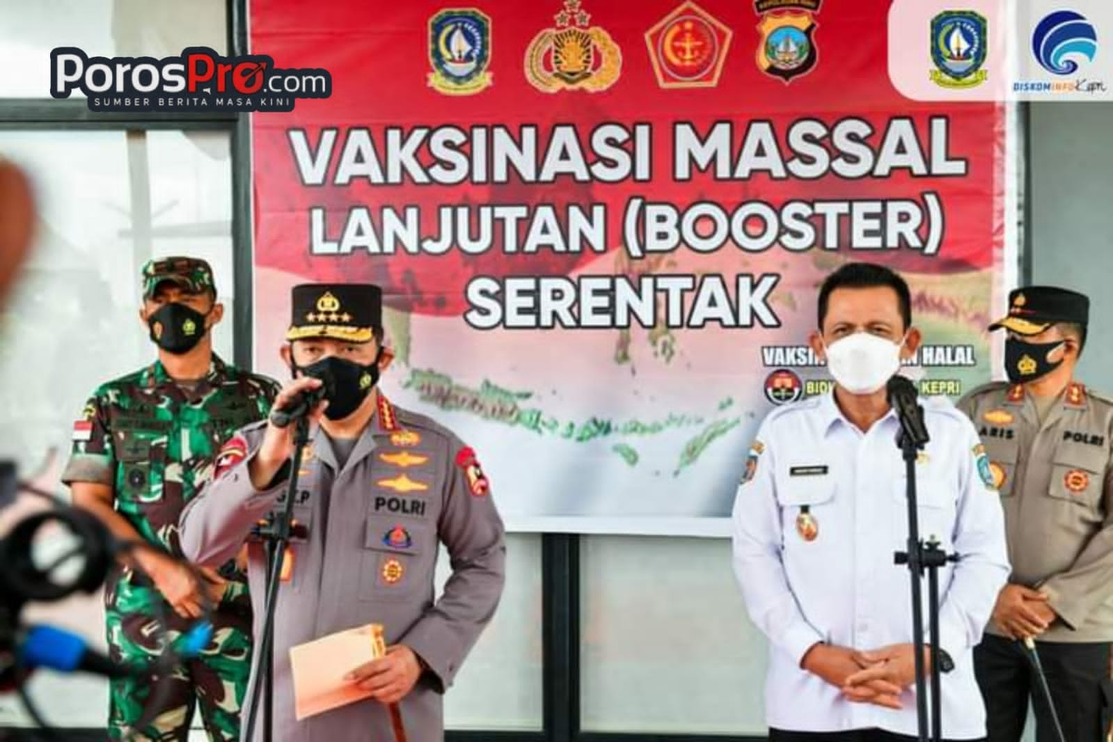 Kapolri Dan Gubernur Kepri Tinjau Vaksinasi Massal Serentak se Indonesia Secara Virtual