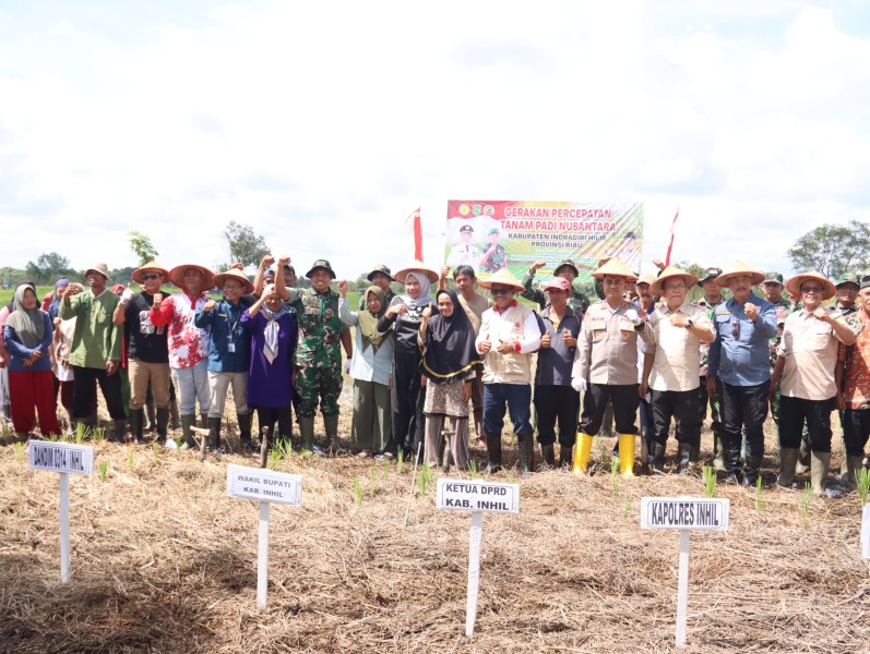 Pemkab Inhil Gelar Penanaman Padi Serentak di Tempuling