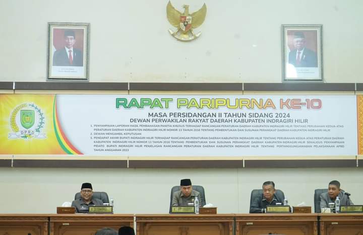 DPRD Inhil Gelar Paripurna Pandangan Akhir Pansus Tentang Pembentukan dan Susunan PD