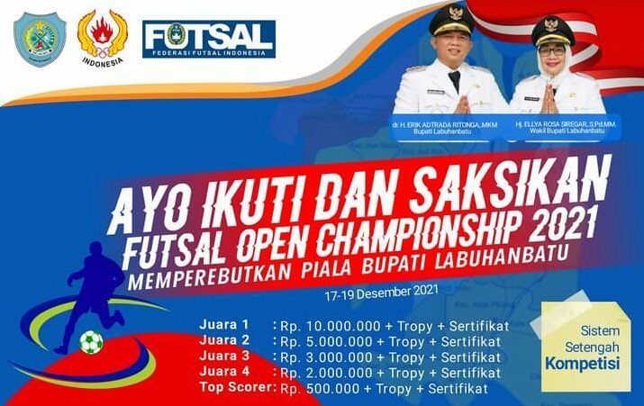 40 Tim Resmi Mengikuti Futsal Open Championship 2021 Piala Bupati Labuhanbatu