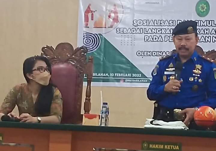 Sosialisasi Tentang APAR oleh DPKP Inhil di PN Tembilahan