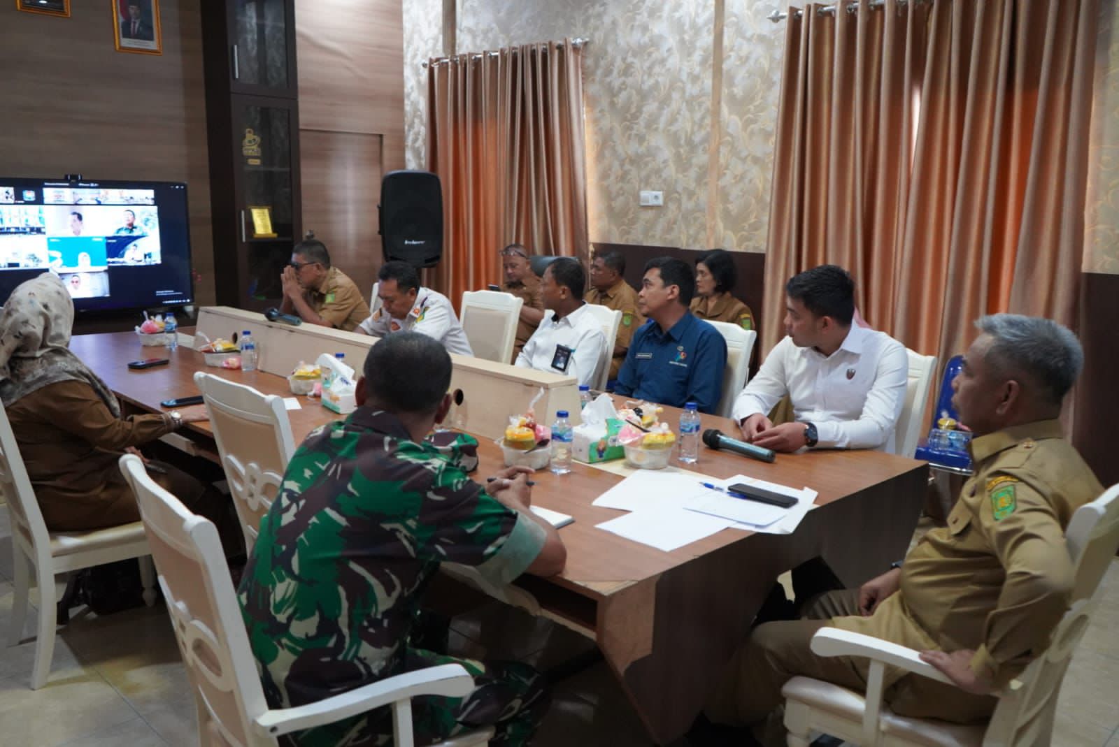 Pemkab Inhil Ikuti Rakor Nasional Virtual Bersama Kemendagri