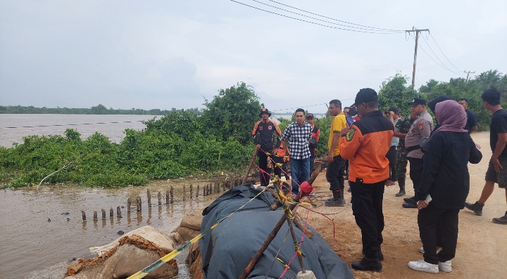 Pj Bupati Inhil Tinjau Musibah Longsor di Jalan Provinsi